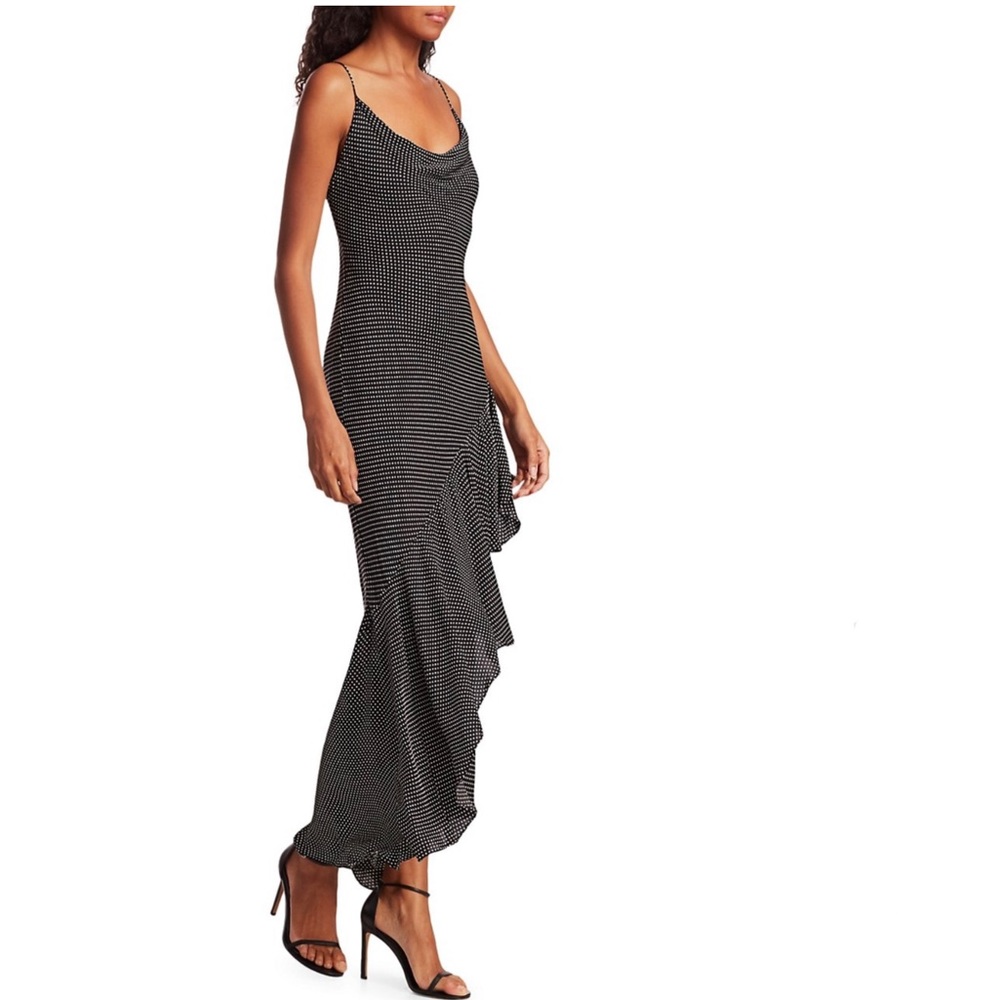 Alice+Olivia Ginger Polka Dot Tiered-Ruffle Dress